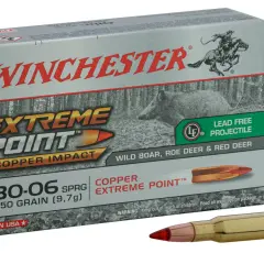 Avis balle 30 06 Winchester Extreme Point 150 grains. Idéale pour sanglier, chevreuil et cerf. Projectile sans plomb.