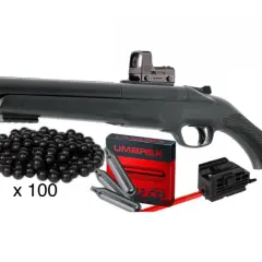 Carabine à plomb Umarex avec viseur point rouge, billes et cartouches CO2. 16 joules est ce puissant pour le tir de loisir.
