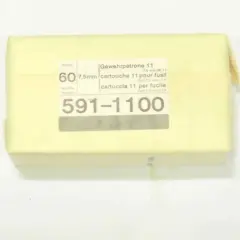 Boîte de cartouches 7,5 mm GP 11, contenant 60 munitions. Le numéro de lot est 591-1100.