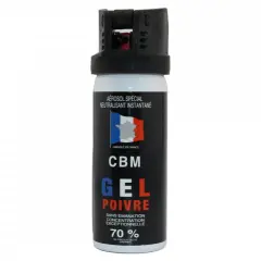 Bombe lacrymogène CBM Gel Poivre, fabriquée en France. Conforme à la loi, neutralisant instantané.