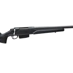 Carabine 222 canon lourd, prête pour le tir de précision. Son design noir et sa crosse ergonomique en font une arme élégante et performante.