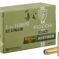 Boîte de cartouches 9mm Flobert D.F. A Pallini, 8 shots, puissance pour la chasse. Fiocchi.