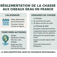Réglementation de la chasse aux oiseaux d'eau en France : calendrier, horaires, territoires autorisés. La chasse au gibier d'eau est encadrée.