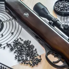 Carabine à air comprimé avec lunette, plombs et cibles. La meilleure carabine nitro piston pour le tir de précision.