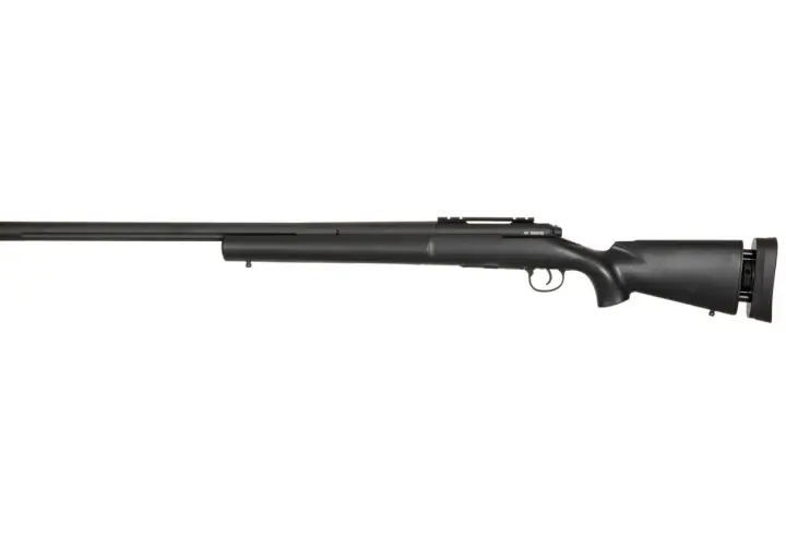 Fusil de précision noir, modèle M24 arme, prêt pour le tir.