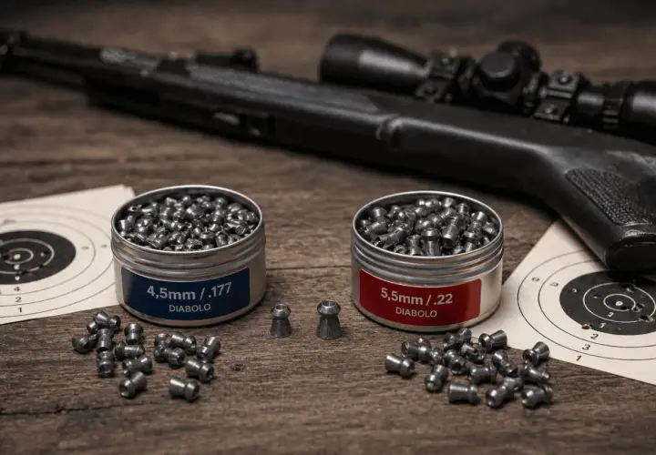 Plombs 4.5mm et 5.5mm, prêts pour le tir. La différence est notable pour le tireur averti.