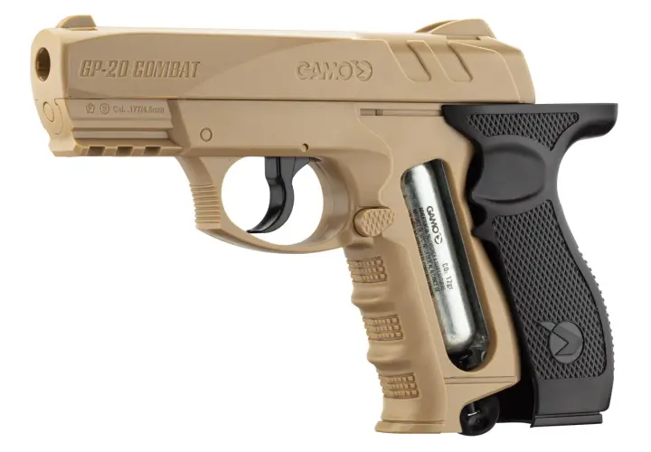 Pistolet Gamo GP-20 Combat, calibre 4.5mm, 20 joules, avec cartouche CO2 12gr. Idéal pour le tir de loisir.