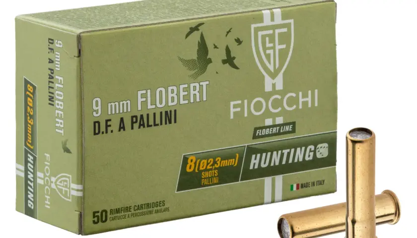 Boîte de cartouches 9mm Flobert D.F. A Pallini, 8 shots, puissance pour la chasse. Fiocchi.