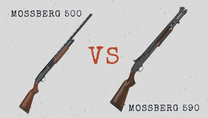 Comparaison entre le fusil à pompe Mossberg 500 et le Mossberg 590, deux armes emblématiques.