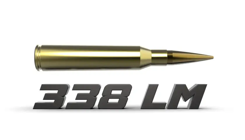 Une cartouche 338 Lapua Magnum, idéale pour la chasse au gros gibier, avec son calibre imposant.