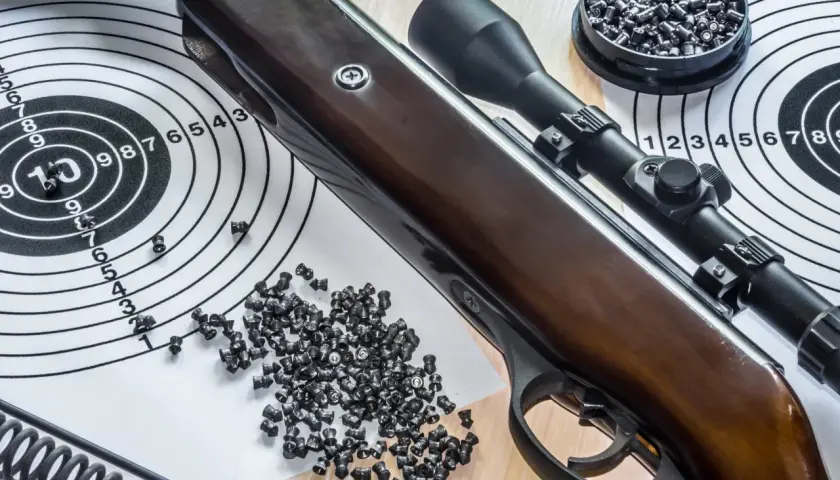 Carabine à air comprimé avec lunette, plombs et cibles. La meilleure carabine nitro piston pour le tir de précision.