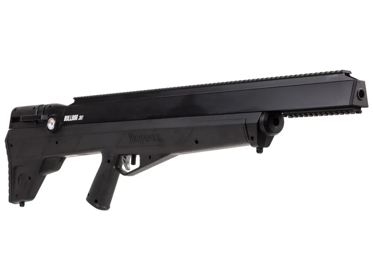 Carabine noire Benjamin Bulldog .357 sur fond blanc.
