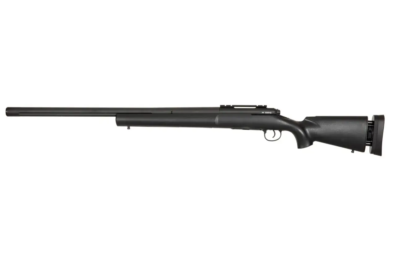Fusil de précision noir, modèle M24 arme, prêt pour le tir.