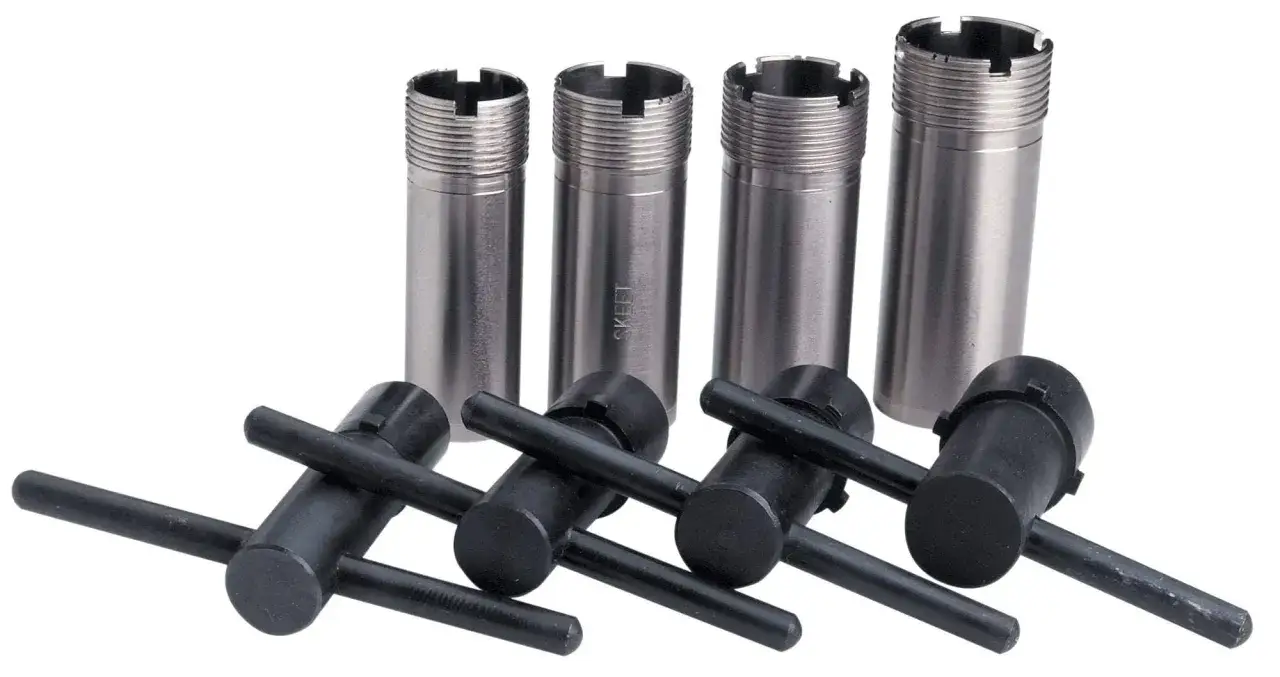 Ensemble de chokes pour fusil, avec clés noires pour le montage.