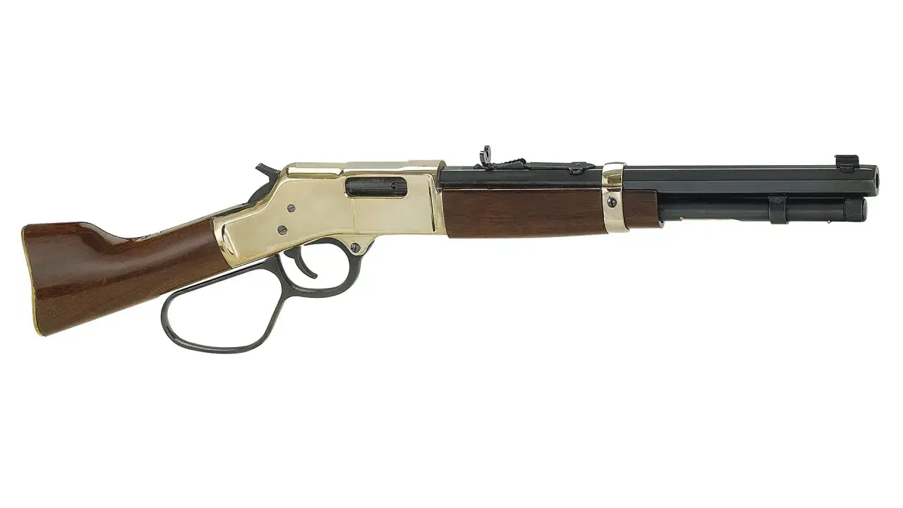 Carabine Winchester Josh Randall 22LR, levier d'armement dor&eacute;, crosse en bois.