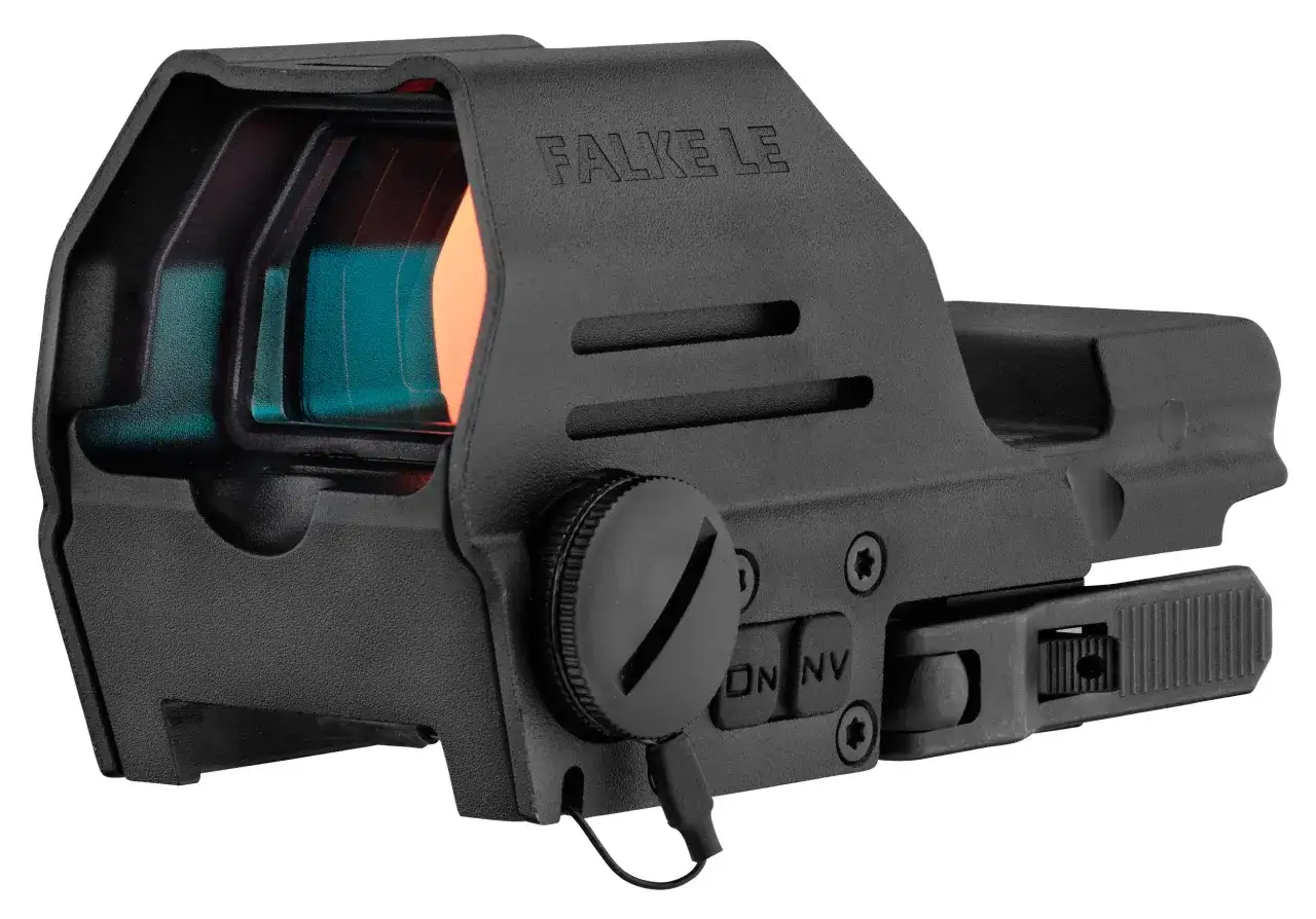 Viseur holographique noir FALKE LE avec lentille orange et réglages.